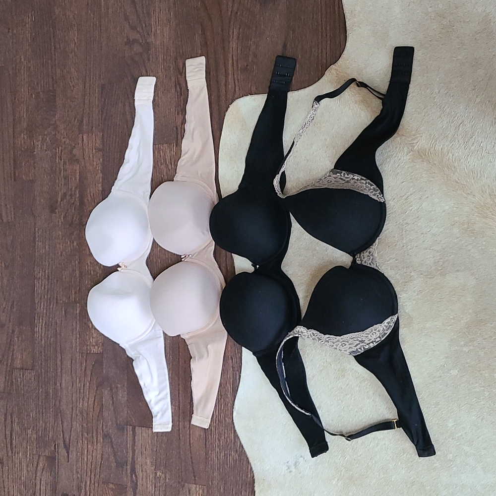 4 Soma Bras, Size 34C, 2 cream, 2 black, worn without major flaws